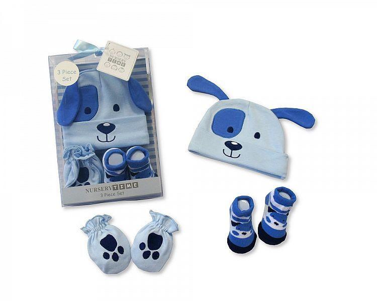 Baby Hat, Socks and Mitten Set - Dog - Kidswholesale.co.uk