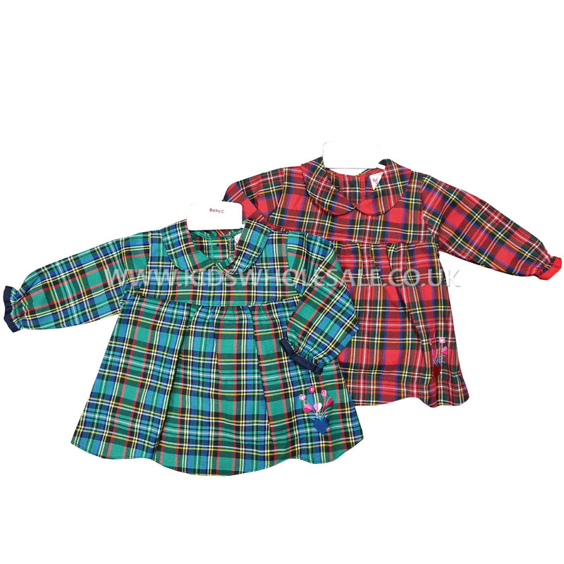 Girls Tartan Dress Set  0-9M (7540) - Kidswholesale.co.uk