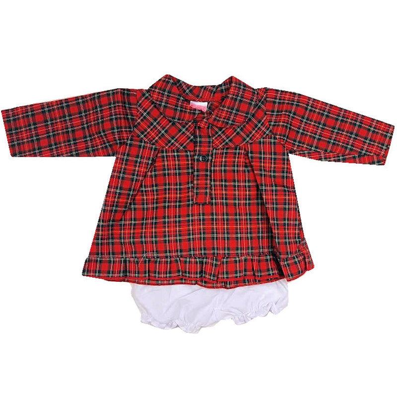 Baby Girls Tartan Dress W/Pants - Check - 0-9M (7542) - Kidswholesale.co.uk