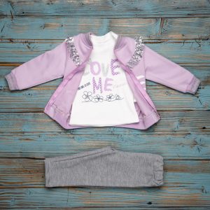 Baby Girls 3pc Set - Love Me - Lilac (PK6) (9-18m) 9003L