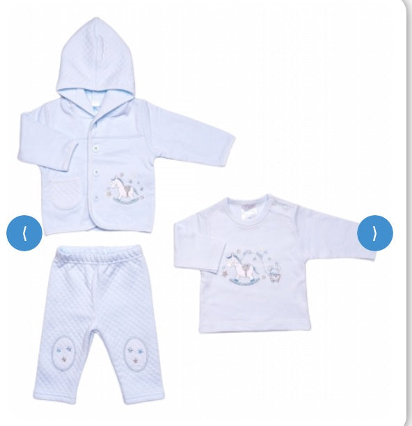 Girls/Boys 3pc Quilted Tracksuit Set - Rocking Horse (PK6) (0-6m) 40JTC9821