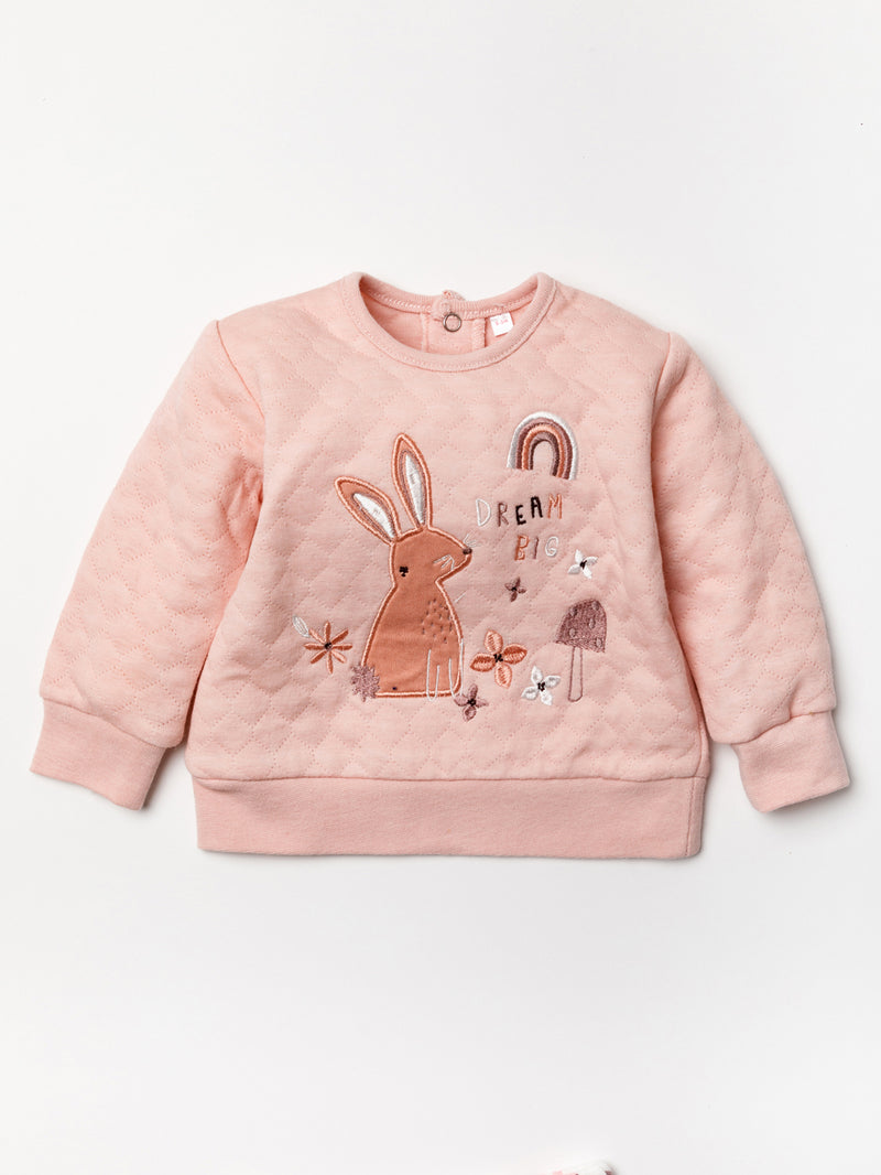 Baby Girls 3pc Quilted Top Set - Bunny (PK6) (0-12m) A24378