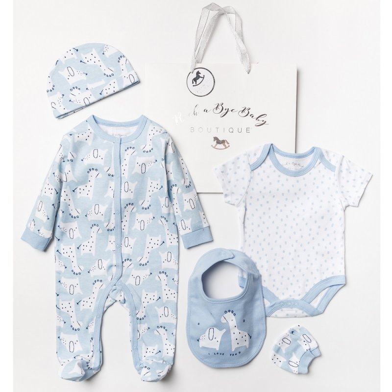 Baby Boys 6pc Mesh Bag Gift Set - Elephant/Giraffe (PK4) (NB-6m) A24787