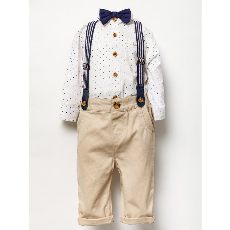Baby Boys Body Suit Chino Trouser Set - Dots (0-18 Months) (PK4) B03759