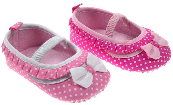 Polka Dot Shoes with Bow and Strap (B2038)