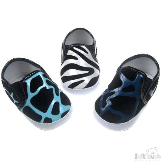 BOYS ANIMAL PRINT PU SLIP ON SHOES: (B2048)