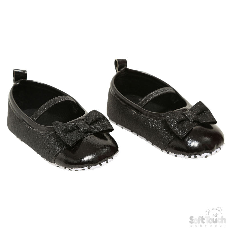 Black Glitter Shoes With Bow (6-15 Months) (PK6) B2270-BLK