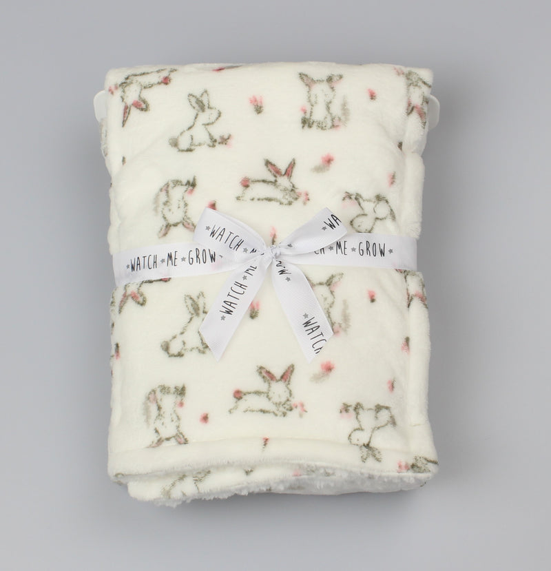 Floral Bunny Double Blanket Fleece / Sherpa Back - WF1922