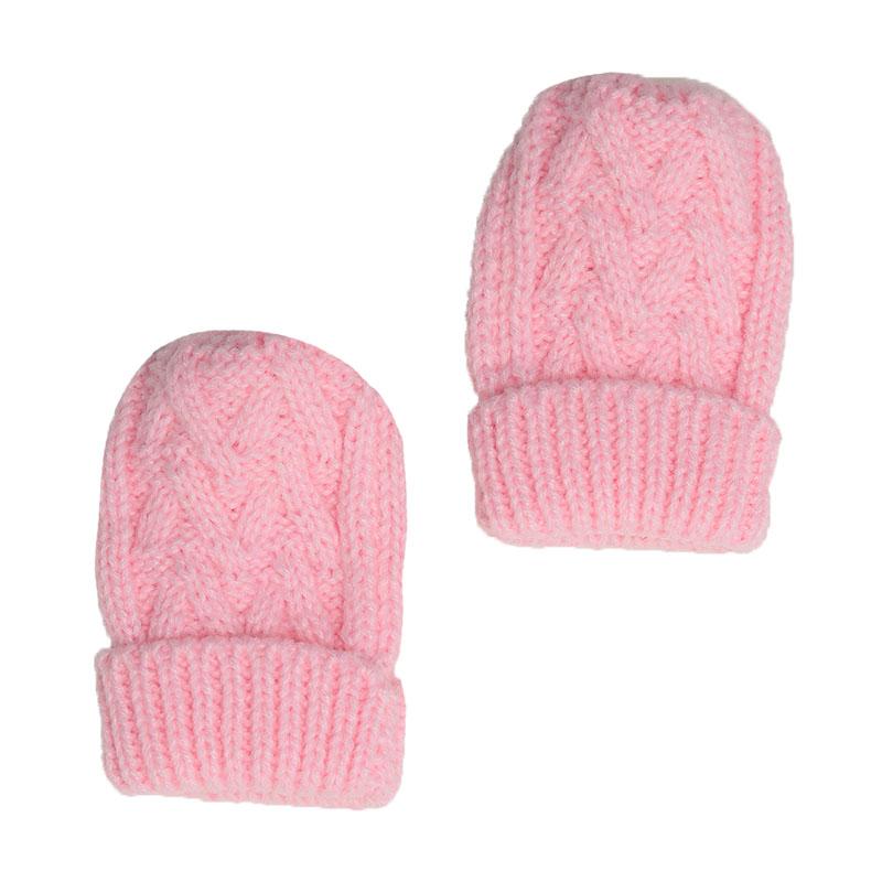 Small Pink 'Cheveron' Mittens (NB-12 Months) BM10-P-SM - Kidswholesale.co.uk