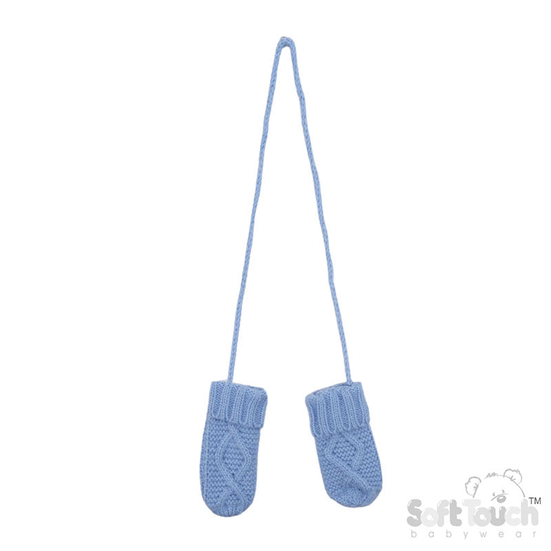 Baby Blue 'Chain' Knit Mittens (0-12 Months) (PK12) BM14-BB