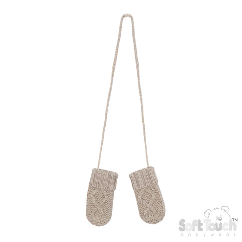 Biscuit 'Chain' Knit Mittens (0-12 Months) (PK12) BM14-BI