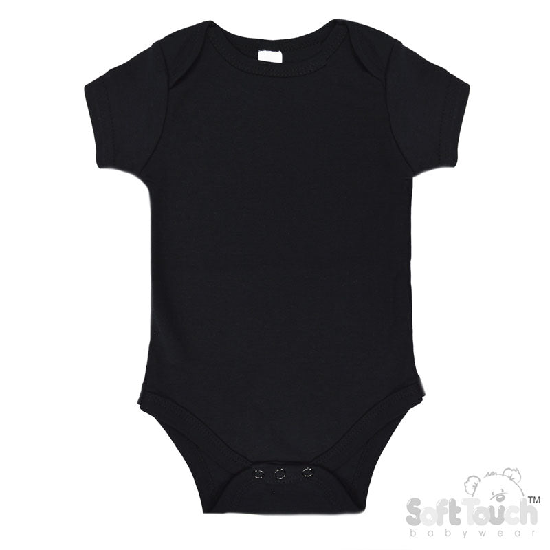 Black Plain Bodysuit (NB-3 & 3-6 Months)(PK6) BS4658-BLK