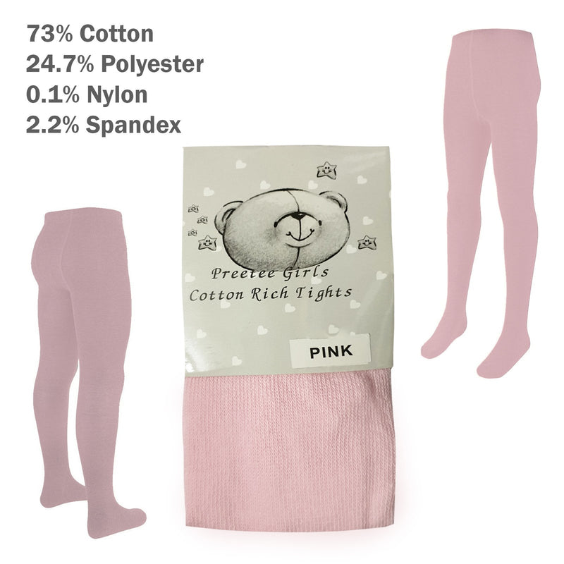 Baby Girls Pink Plain Stretchy Tights Preetee Girls 7006 - Kidswholesale.co.uk
