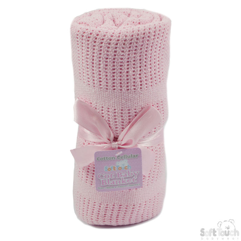 Pink Cot Cellular Cotton Baby Blanket: CBC56-P
