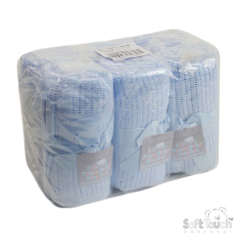BLUE CELLULAR COTTON BLANKET (PK6) CBP51-BP-B