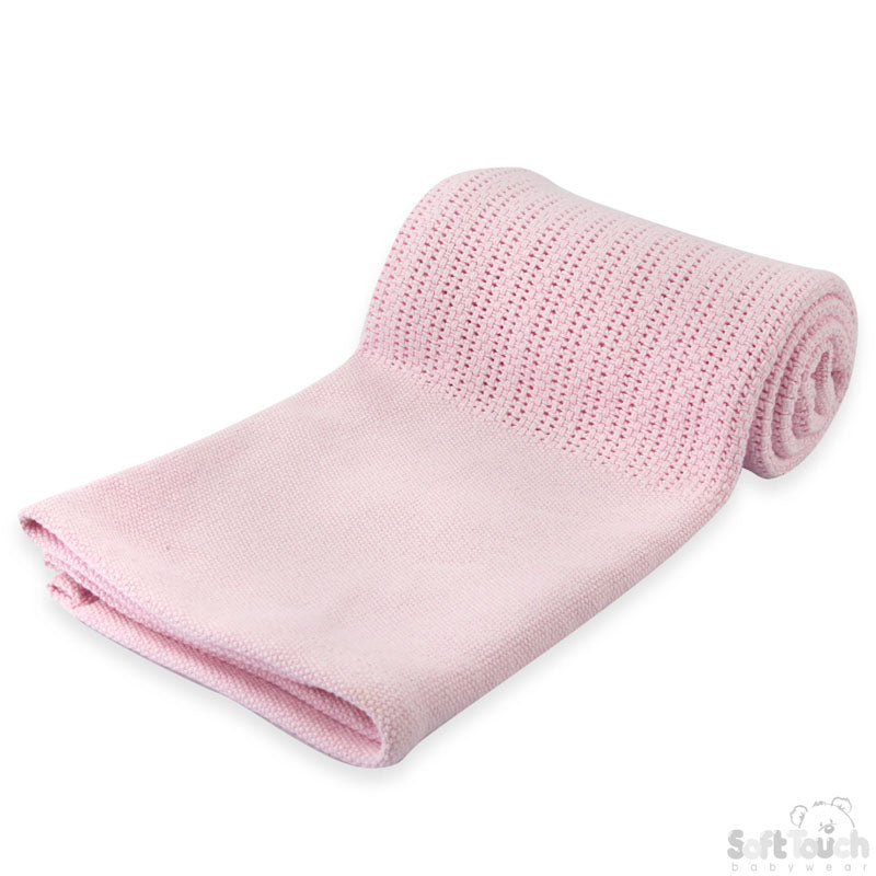 PINK DELUXE PERSONALISATION COTTON BABY BLANKET (PK6) CBP60-P