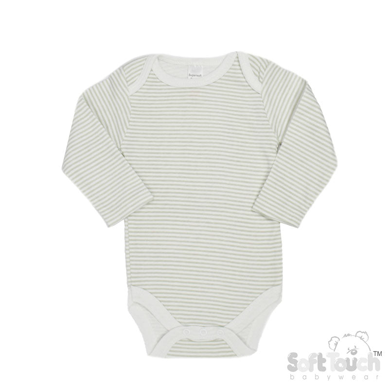 Long Sleeved Grey Striped Bodysuits  (0-3 Months) (PK12) CC07-BS-0-3