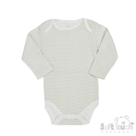 Long Sleeved Grey Striped Bodysuits  (3-6 Months) (PK12) CC07-BS-3-6