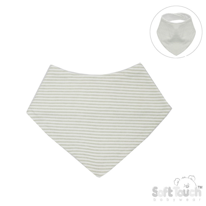 Grey Striped Bandana Bibs - (PK12) CC07-B