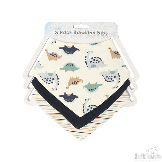 3 Pack Bandana Bib Set Dinosaurs-2CC101-B