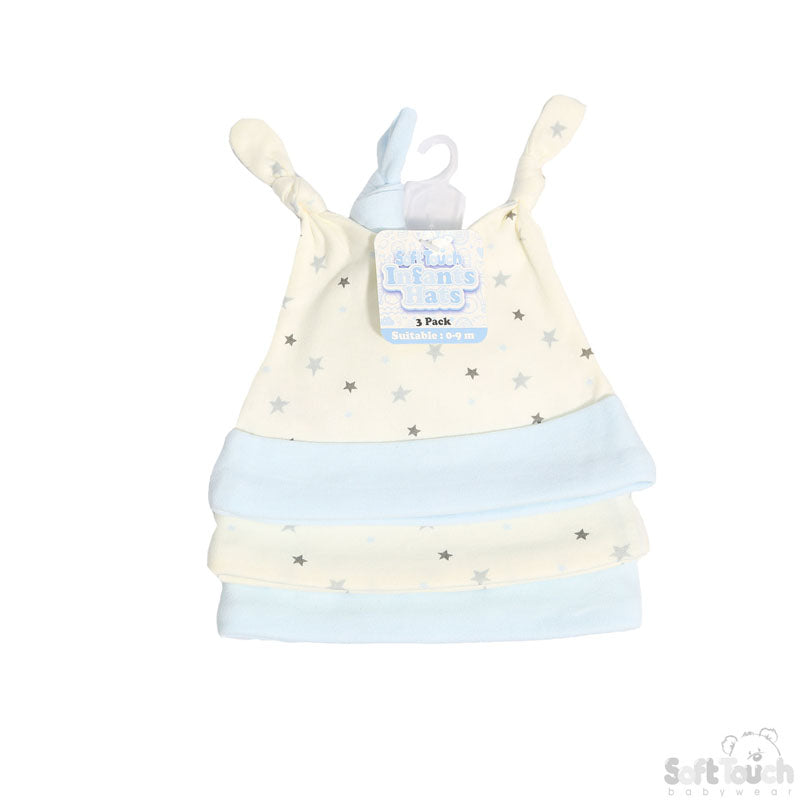 3 Pack Baby Hat Assorted Moon & Stars (0-9 Months)-4CC102-H