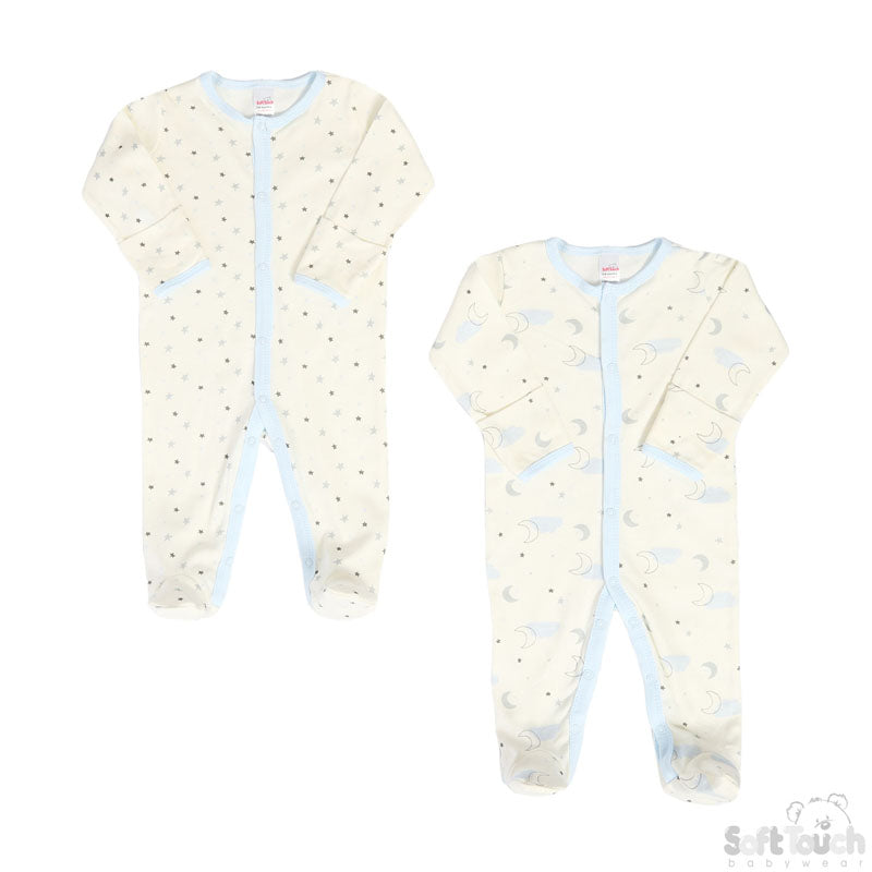 2 Pack Baby Sleep Suits Moons & Stars (NB-9Months)-4CC102-SS
