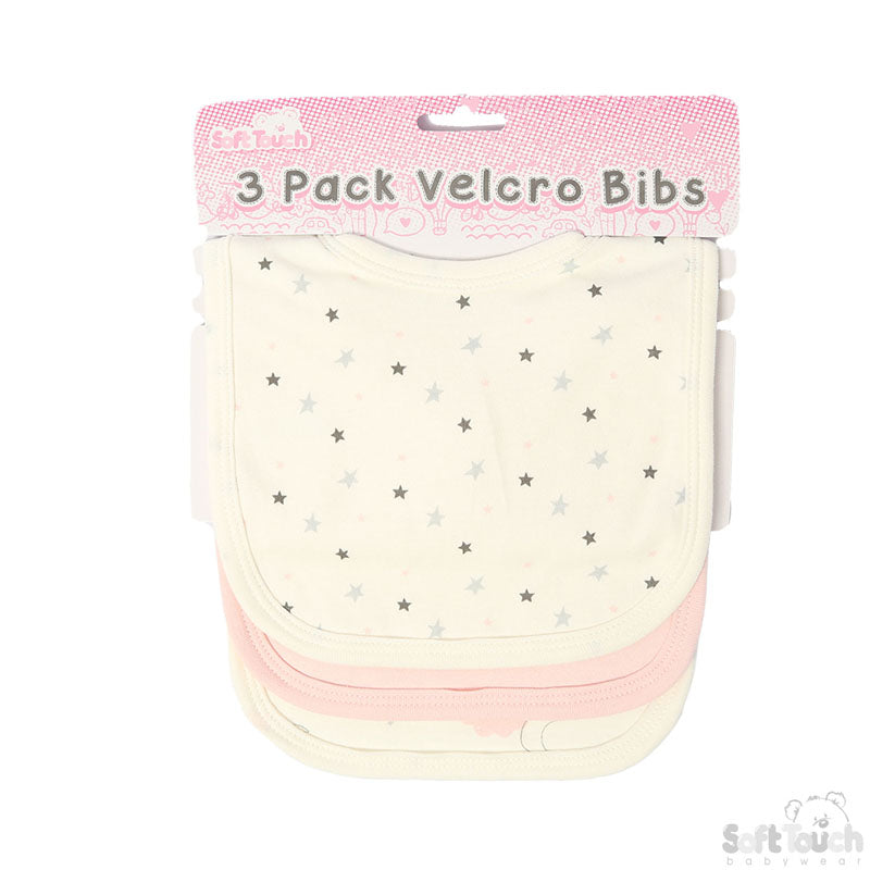 3 Pack Baby Velcro Bibs Clouds & Stars- CC103-B