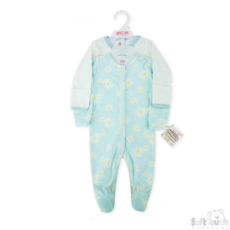 2 Pack Sleepsuit Daisy (0-3 Months)-4CC201-SS