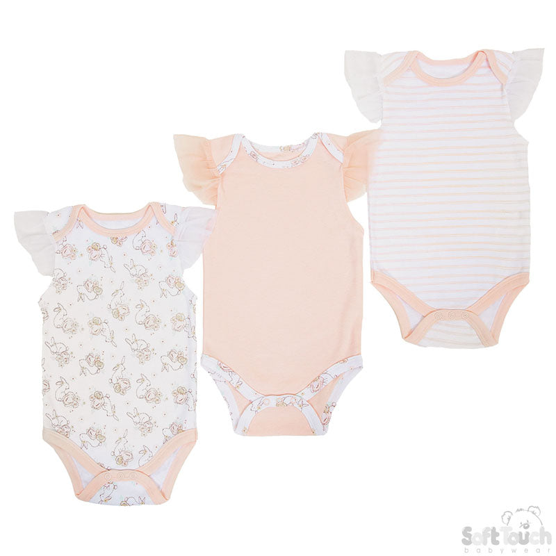 3 Pack Bodysuits Bunny (0-3 Months)-4CC203-BS