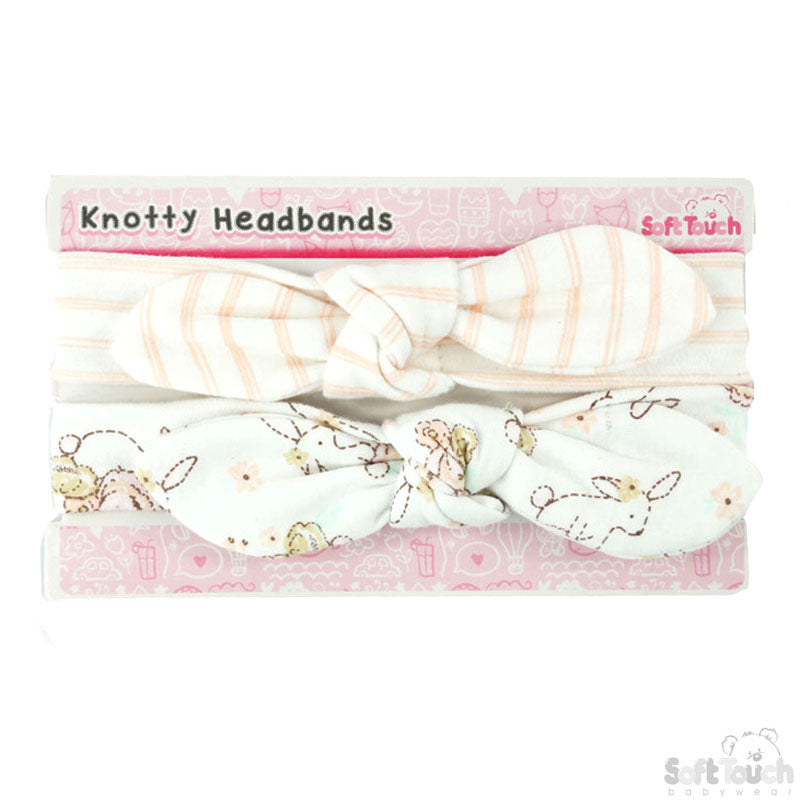 2 Pack Knotty' Girls Bunny Headband (0-3 Months)-4CC203-HB