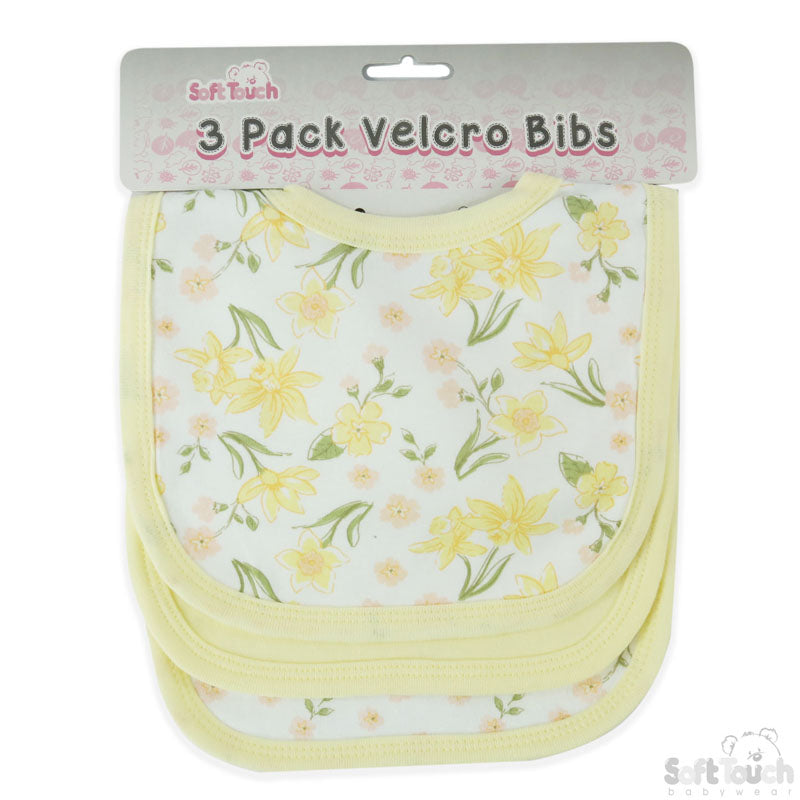Girls 3 Pack Velcro Bibs: CC203-B (Floral)