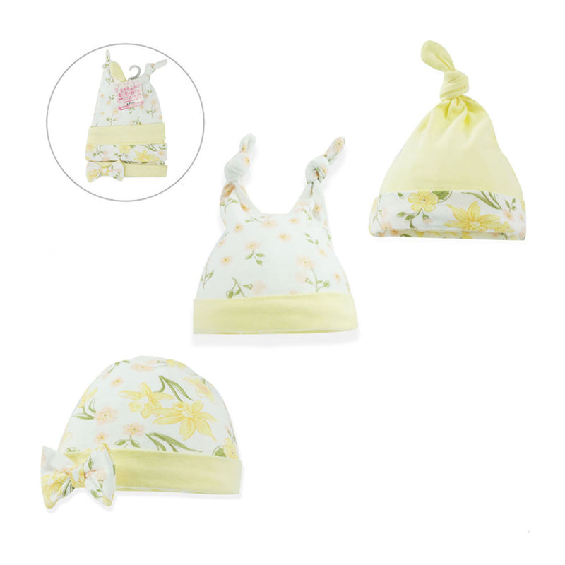 GIRLS 3 PACK HATS - Floral Print (0-3 Months) (PK6) CC203-H