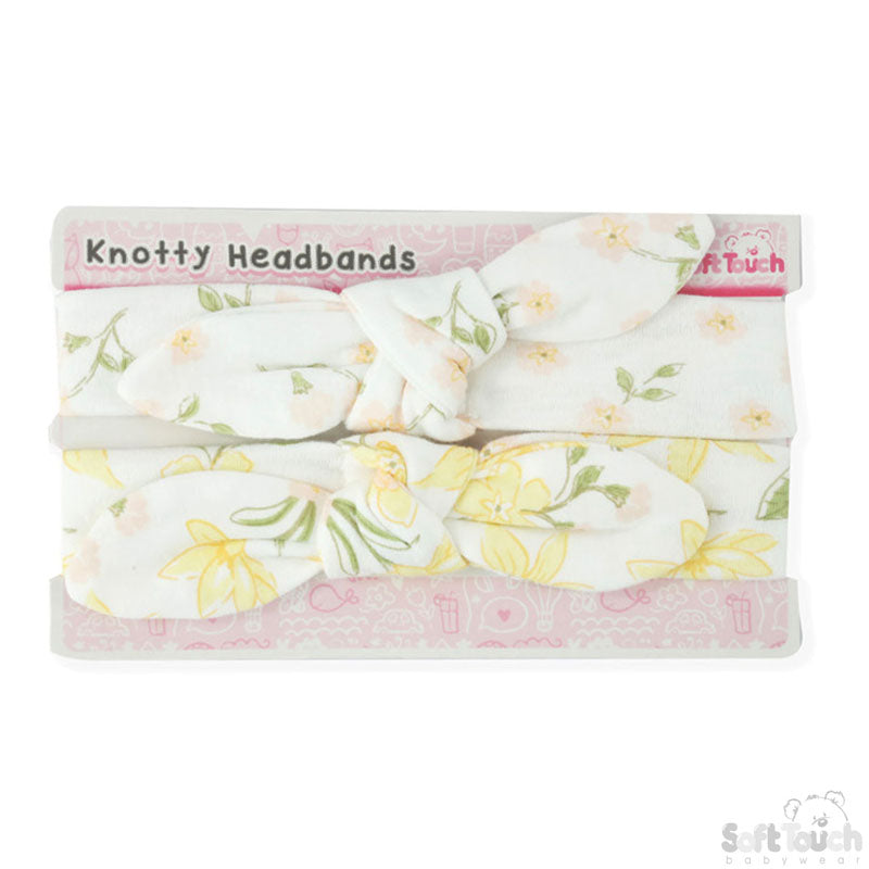 2 Pack Knotty' Girls Floral  Headband (0-3 Months)-4CC203-HB
