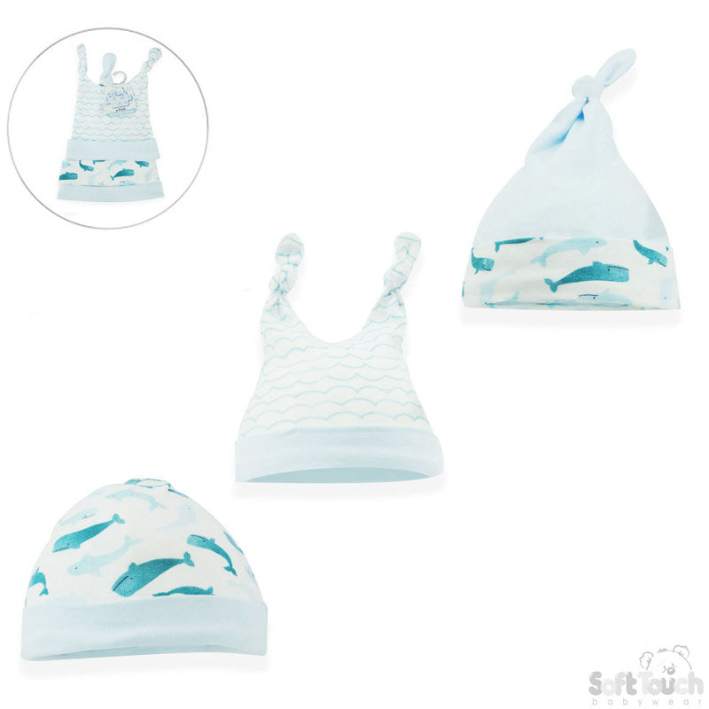 3 Pack baby Assorted Whale Hat (0-3 Months)-4CC204-H