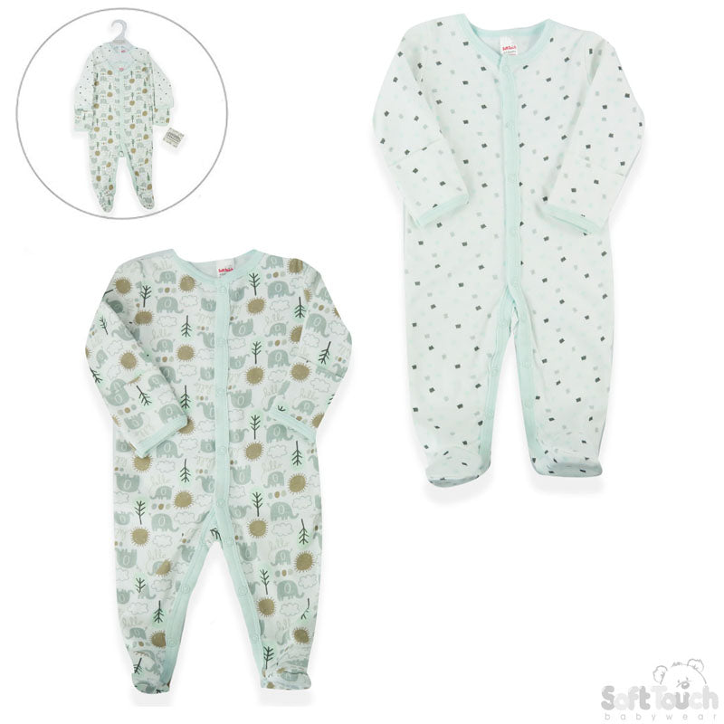 2 Pack Sleepsuit Elephant (0-3 Months)-4CC205-SS