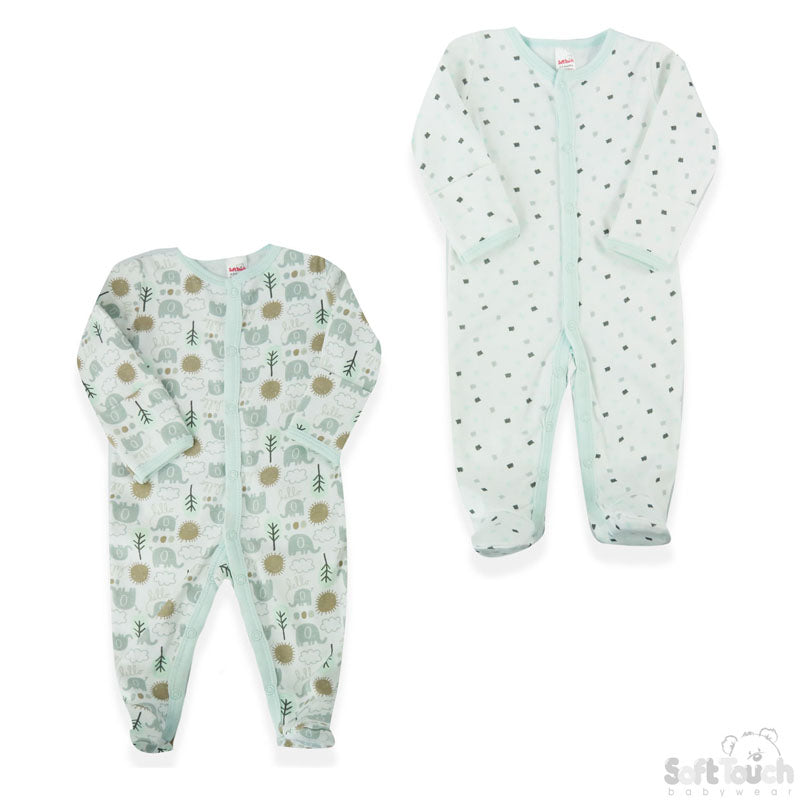 2 Pack Sleepsuit Elephant (0-3 Months)-4CC205-SS