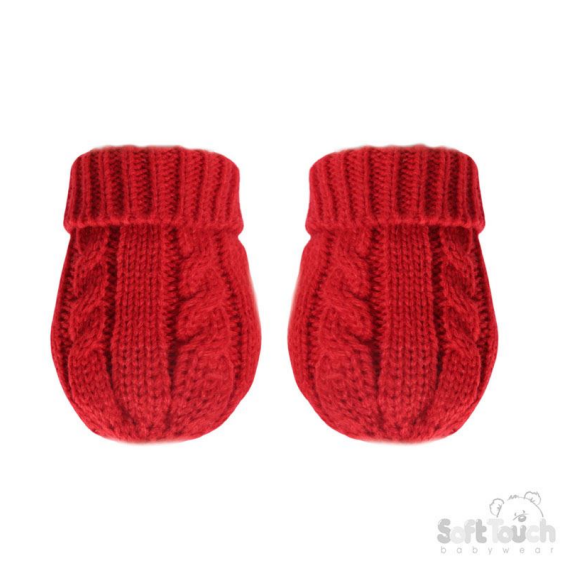 Red 'Elegance' Cable Knit Mittens : BM12-RSM
