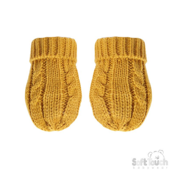 Mustard 'Elegance' Cable Knit Mittens : BM12-M-SM