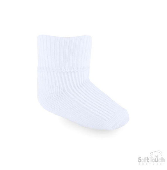 White 0-3m Plain TOT Socks S02-W-03