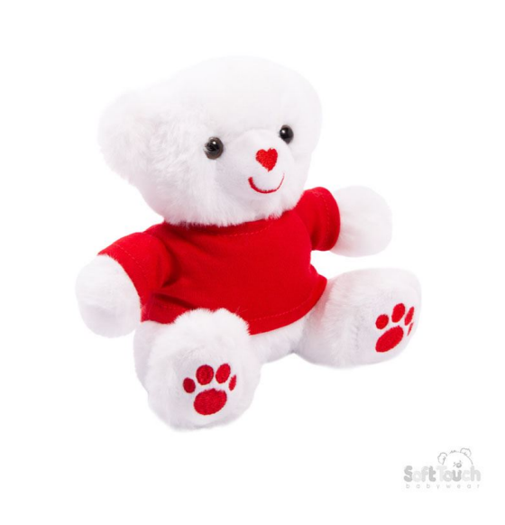 15cm White Teddy w/Red T-Shirt : TB315-R