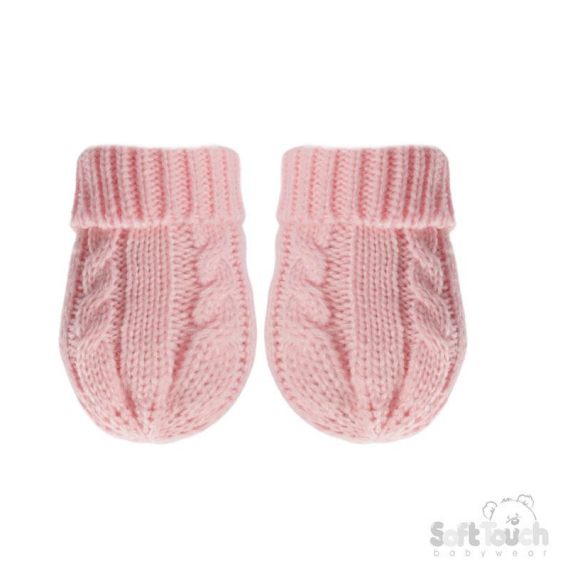 Pink 'Elegance' Cable Knit Mittens : BM12-PSM