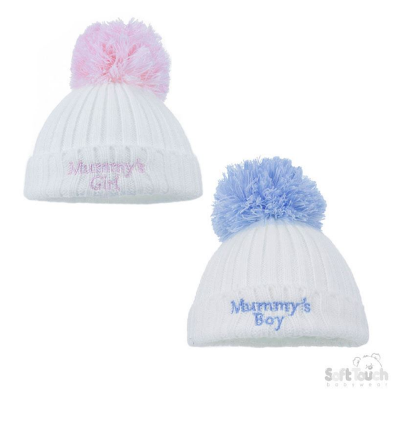 Small Cable Hat W/Mummy Emb No. H498- M-SM