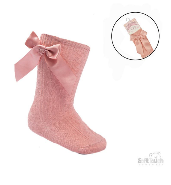 Rose Gold 'Adorable' Knee Length Socks  w/Satin Bow : S141-RO