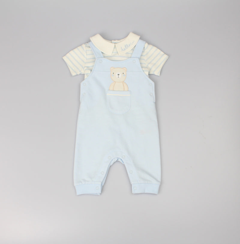 Baby 2pc Dungaree Set - Teddy (0-6 Months) (PK6) D12773