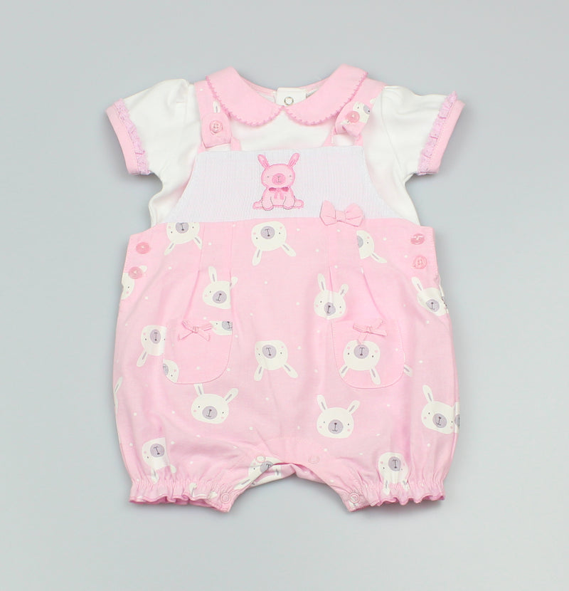 Girls Bunny Dungaree & Top Outfit (0-9 Months)-GF1080