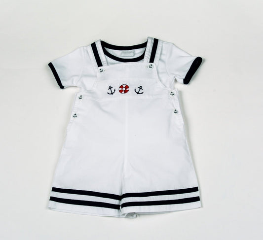 Baby Boys Sailor Dungaree & T-Shirts Set - Anchor - 0-9M (H1804) - Kidswholesale.co.uk