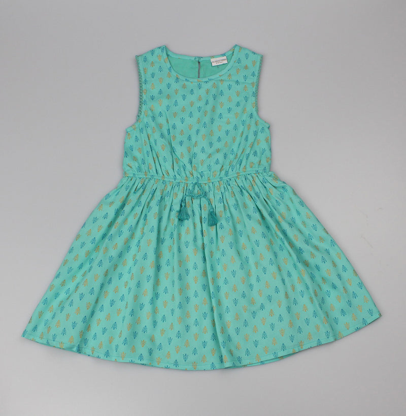 Girls Summer Printed Dress - Pretty Turquoise (3-8yrs) (PK6) C52160