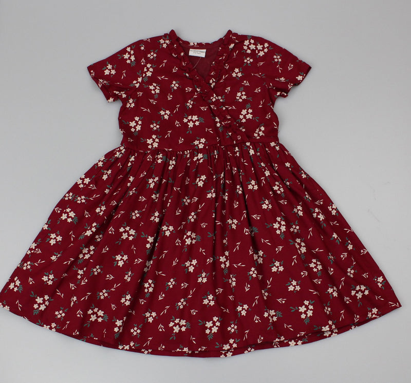 Girls Summer Printed Dress - Maroon (3-8yrs) (PK6) C52164