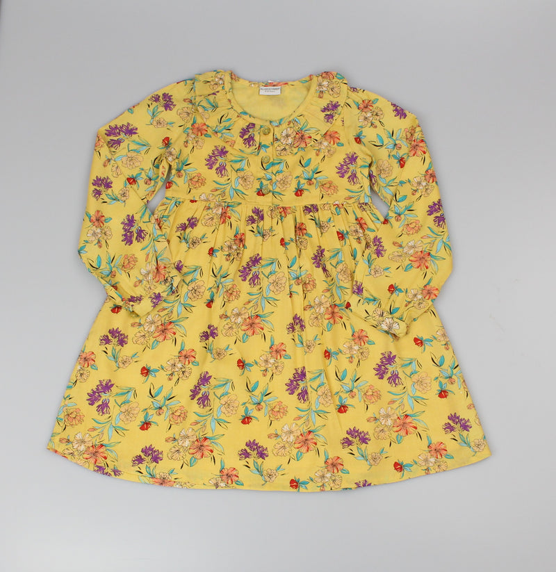 Girls Lined Viscose Dress - Soft Yellow (PK6) (3-8y) F52527