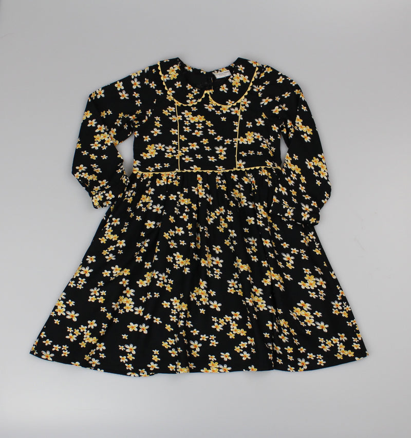 Girls Lined Viscose Dress - Black/Yellow (PK6) (3-8y) F52528
